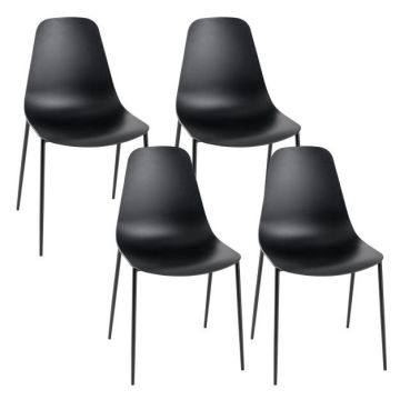 Dining chair set, 4 pcs, white/black, 53.34 × 88.9 × 48.26 cm