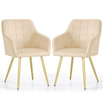 Комплект стульев для столовой LUXANO, 2 шт, бежевый/золотой, 54 × 82 × 58 см