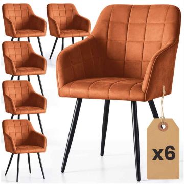 Комплект стульев для столовой LUXANO, 6 шт, коричневый и чёрный, 54 × 82 × 58 см