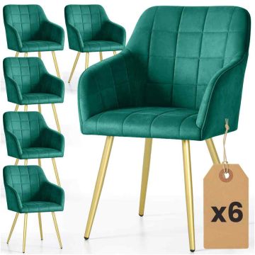 Комплект обеденных стульев LUXANO, 6 шт, зелёный/золотой, 54 × 82 × 58 см