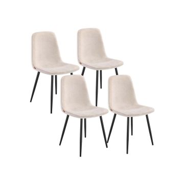 VASAGLE KDC188W01 Dining Chair Set, 4 pcs, White, 55 × 43.5 × 85.5 cm