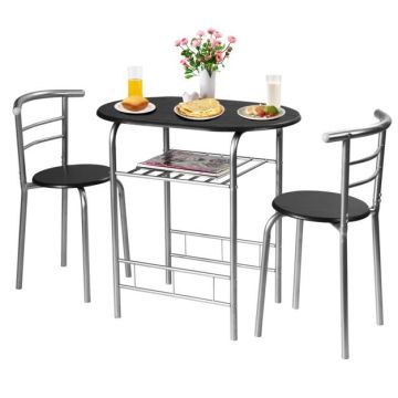 Dining set, 3-piece, 2 chairs, Silver, 80.01 × 74.93 × 53.34 cm