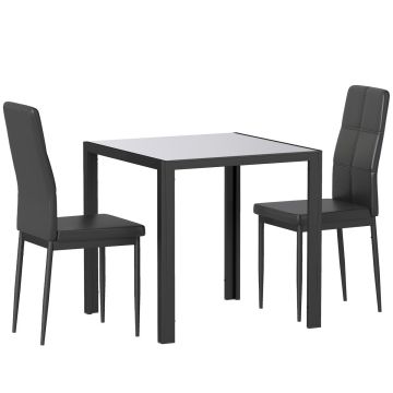 Ruokailuryhmä, 3 osaa, 2 tuolia, Musta, 75 × 75 × 75 cm