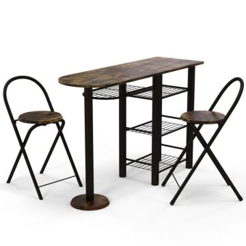 Dining set, 3-piece, with 2 chairs, Brown, 120 × 40 × 79 cm