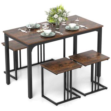 Dining set, 4-piece, Brown, 120 × 74.5 × 60 cm