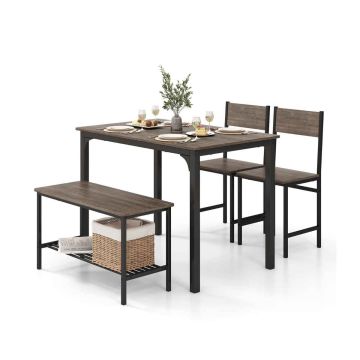 Dining set, 4-piece, with bench and 2 chairs, 110 × 76 × 70 cm