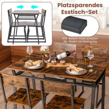 Dining set, 5 pieces, 4 chairs, 110 × 70 × 75 cm