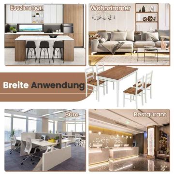Dining set, 5-piece, 4 chairs, brown and white, 108 × 76 × 66.5 cm