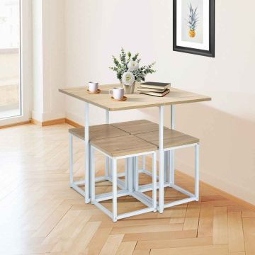 Dining set, 5 pieces, Brown/black, 80 × 80 × 77 cm