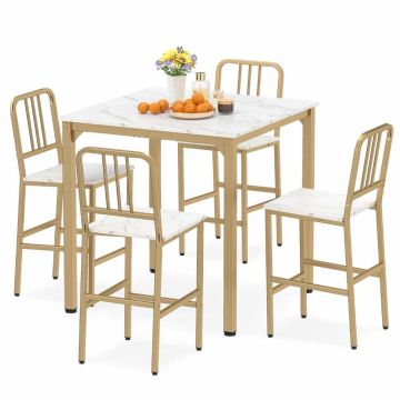 Dining set, 5 pieces, with 4 chairs, 90 × 90 × 91.5 cm