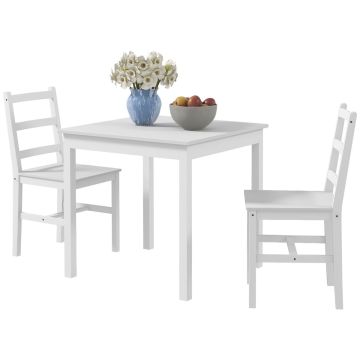 Ruokailuryhmä, 2 tuolilla, Valkoinen, 75 × 75 × 75 cm