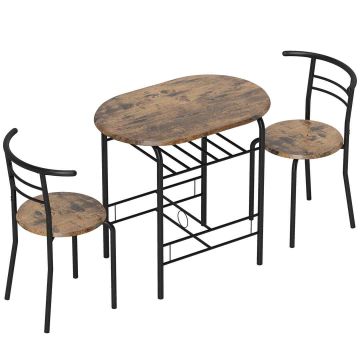 Ruokailuryhmä, 2 tuolilla, Ruskea, 80 × 76 × 52 cm