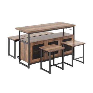 Dining room set, with bench and chairs, brown/black