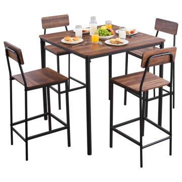 Обеденный комплект VEVOR BTZ-GW-002, 1 стол и 4 стула, 90 × 91 × 90 см