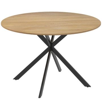 Ruokapöytä, 4 henkilölle, Tammen/mustan värinen, Ø120 × 75 cm