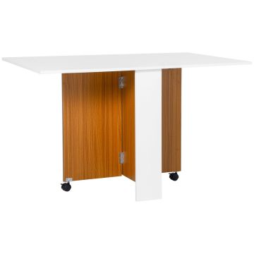 Обеденный стол Homcom 120x80x73см, бело-коричневый