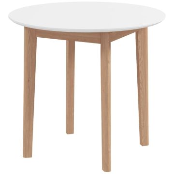 Обеденный стол Homcom 75x75x76 см, белый/светло-коричневый.