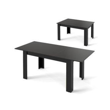 Dining table, Extendable, Black, 158 × 70 × 76 cm