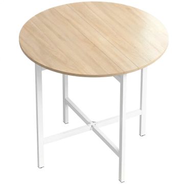 Ruokapöytä, Kokoontaitettava, 2–4 paikkaa, Tammi/valkoinen, 80 × 76 × 80 cm