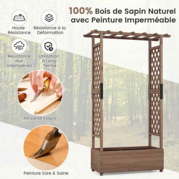 Grid planter, 2 side grids, Brown, 110 × 182 × 44 cm