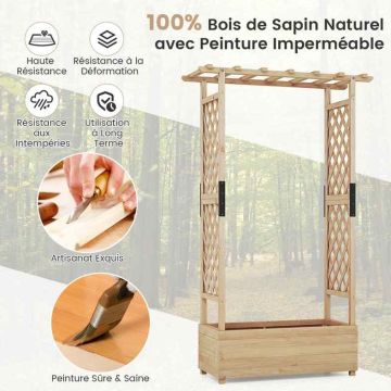 Grid planter with hanging roof, 110 × 44 × 182 cm