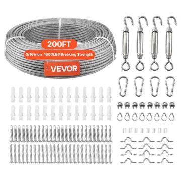 Vaijerisetti VEVOR QD304PVC-024, 7 × 7 -säikeinen