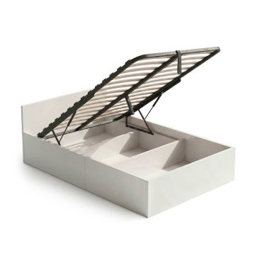 Yhden hengen sänky, nostettavalla metallisälepohjalla, Valkoinen, 205 × 107 × 68 cm