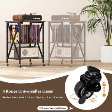 Vinyl record stand, 250 records, charging station, 52 × 45 × 75 cm