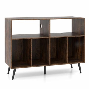 Vinyl record stand, 4 shelves, Brown, 100 × 74.5 × 40 cm