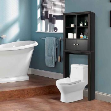 Bathroom cabinet above the toilet, 4 open compartments and 2 doors, 60 × 20 × 165 cm