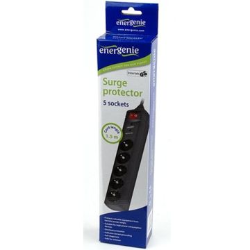 Ylijännitesuojattu jatkojohto EnerGenie SPG5-C-5, 5 pistorasiaa, 330 × 56 × 45 mm