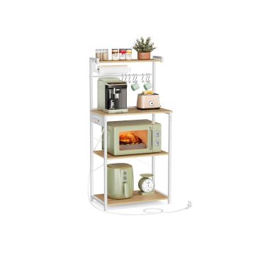 Kitchen shelf VASAGLE KKS014Y02, 4-tier, oak/white, 60 × 140 × 40 cm