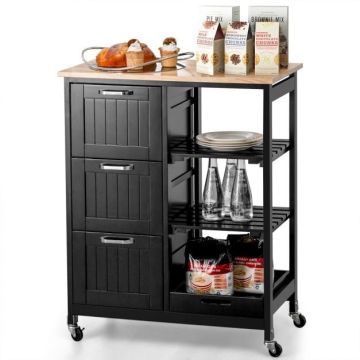 Kitchen island trolley, 3 drawers, 2 shelves, 67 × 37 × 83.5 cm