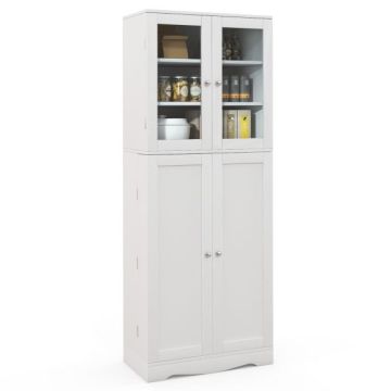 Kitchen cabinet, 2 door sections, 7 compartments, White, 60 × 161.5 × 31.5 cm