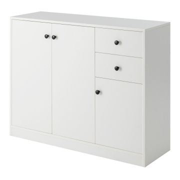 Kitchen cabinet, 2 drawers and adjustable shelf, White, 68 × 30 × 37.5 cm