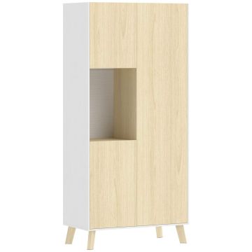 Keittiökaappi, 8 säilytystilaa, Valkoinen/tammi, 80 × 170 × 40 cm