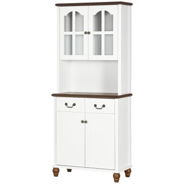 Keittiökaappi Homcom 76x38x182cm, valkoinen/ruskea
