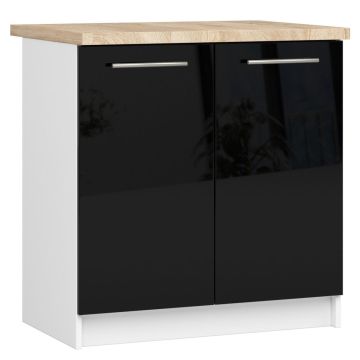 Кухонный шкаф OLIWIA S80, со столешницей, белый/чёрный, 80 × 85 × 46 см