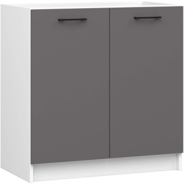 Keittiökaappi OLIWIA S80ZL, 2 saranoitua ovea, valkoinen/harmaa, 80 × 82 × 46 cm