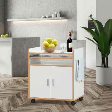 Kitchen Cart, 4 Wheels, White, 60.96 × 67.31 × 39.37 cm