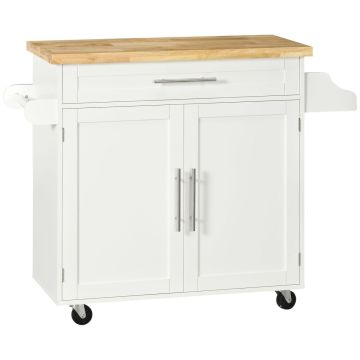 Кухонная тележка Homcom 109x40x89см, бело-светло-коричневого цвета