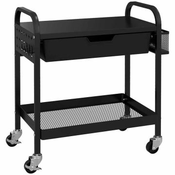Кухонная тележка Homcom 61x32,6x58,5 см, чёрного цвета