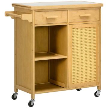 Кухонная тележка Homcom 84x36x85см, светло-коричневого цвета