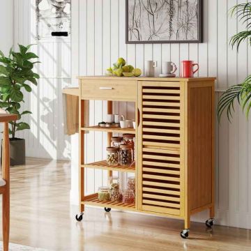 Kitchen trolley, With drawer and 3 shelves, 91 × 44 × 89 cm