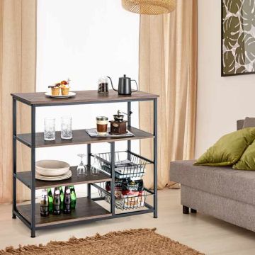 Kitchen shelf with cabinet, 4 tiers, 90 × 85.5 × 40 cm