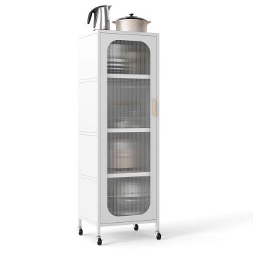 Kitchen cabinet, 5 levels, 3 shelves, White, 45 × 40 × 141 cm