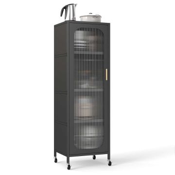 Kitchen cabinet, 5 levels, 3 shelves, Black, 45 × 40 × 141 cm