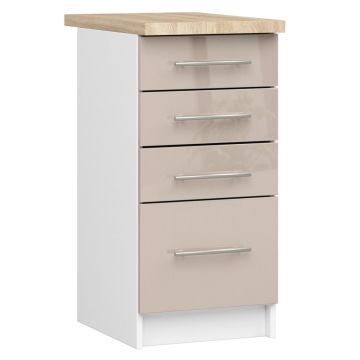 Keittiökaappi OLIWIA S40, 4 laatikkoa, valkoinen/beige, 40 × 85 × 46 cm