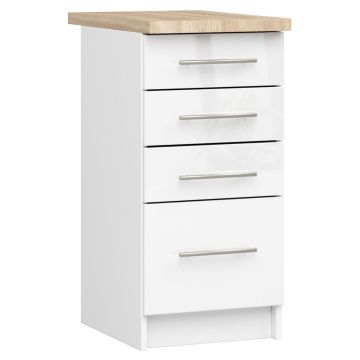 Keittiökaappi OLIWIA S40, 4 laatikkoa, valkoinen, 40 × 85 × 46 cm