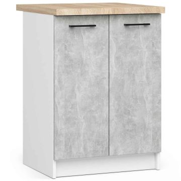 Keittiökaappi OLIWIA S60, 2 ovea, valkoinen/harmaa, 60 × 85 × 46 cm
